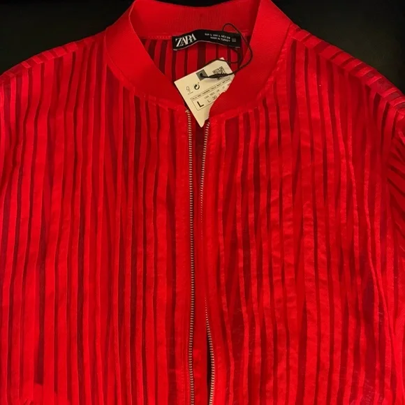 ZARA Red Sheer Jacket - Picture 3 of 7
